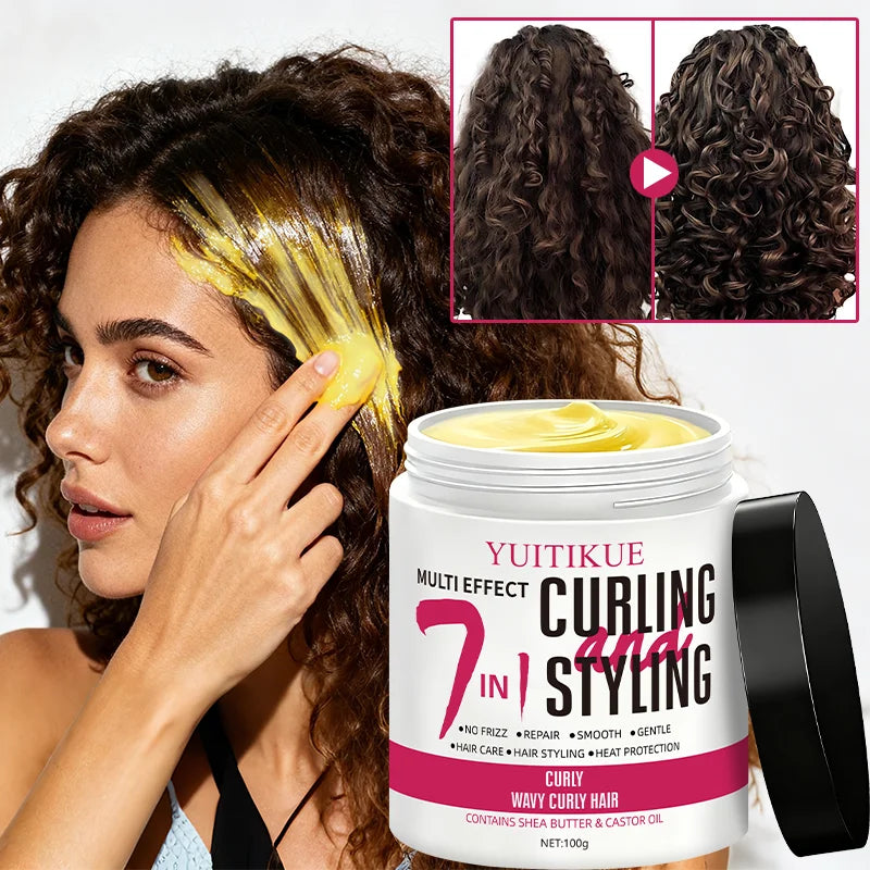 Curl Defining Cream for Wavy & Curly Hair, Enhances Elasticity, Adds Shine & Smooths Frizz, 100g