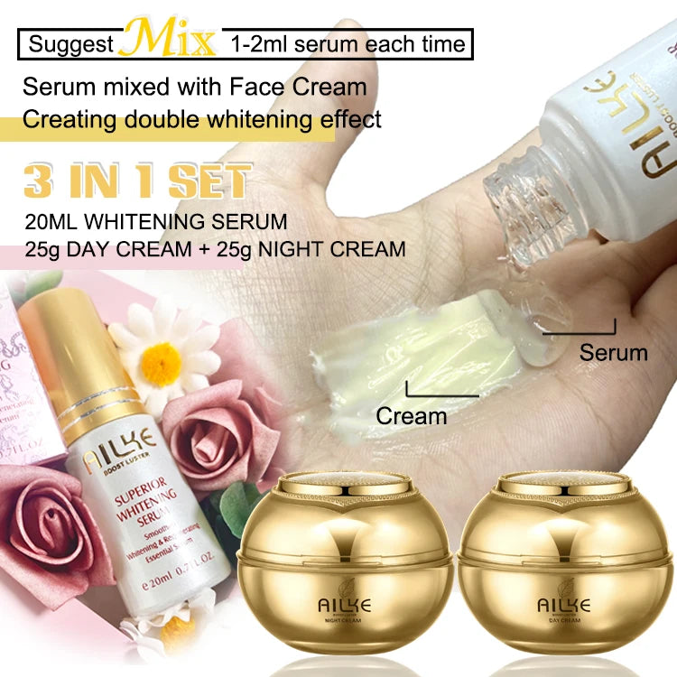 AILKE Whitening Dark Spots Remove Facial Skin Care Cream With Collagen, Reduce Freckles, Wrinkles, Women Premium Face Product