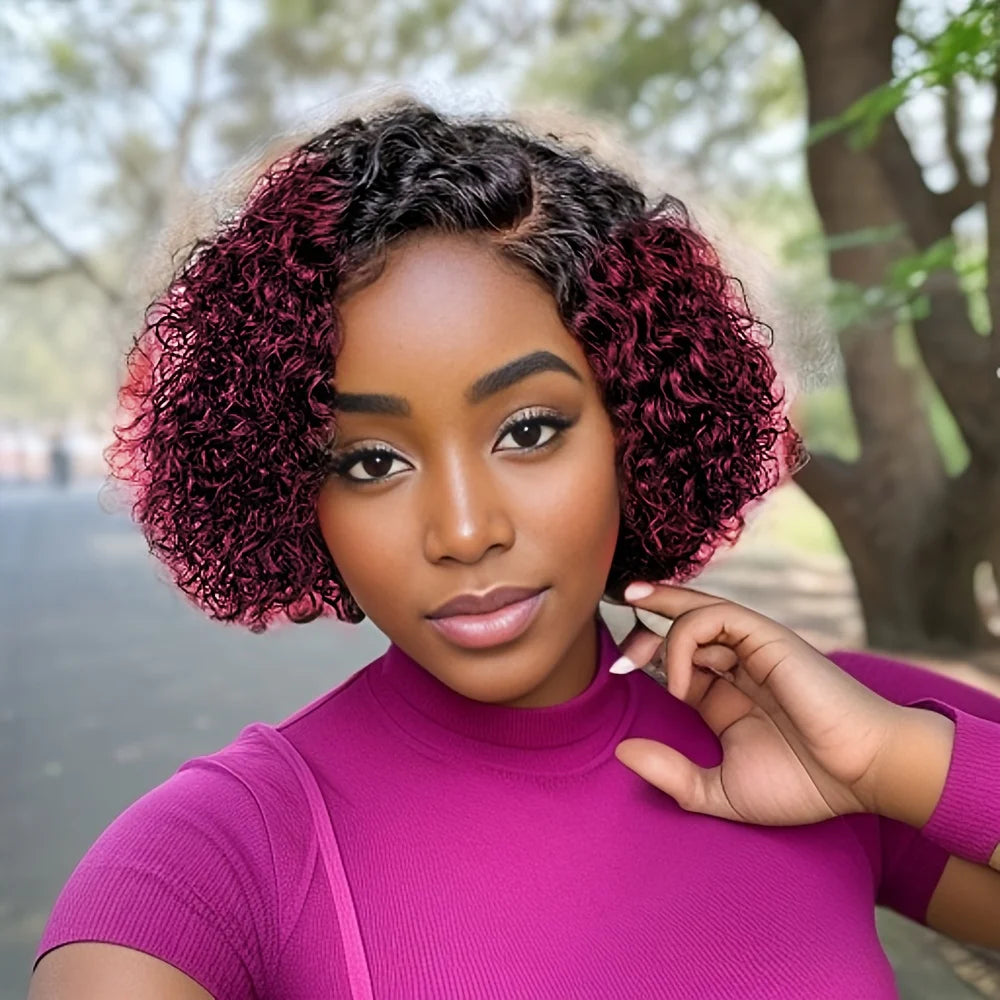 Curly Bob Wig Human Hair Deep Wave Lace Front Wigs Human Hair 13x4 Short Pixie Wigs for Women Wet and Wavy Wig Pre Plucked