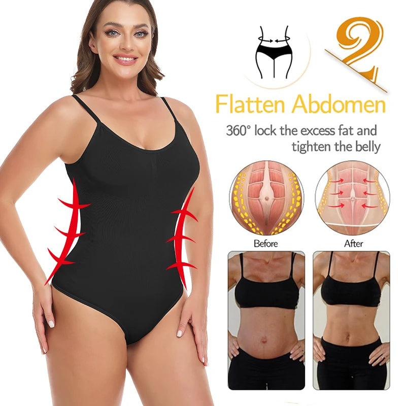 Women Slimming Bodysuits Shapewear Tops Tummy Control Body Shaper Spaghetti Strap Camisole Leotards Bodycon Jumpsuit