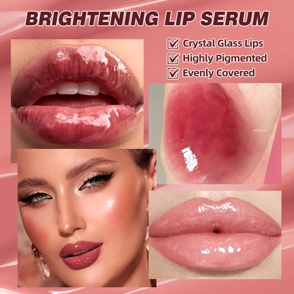 QIBEST Mirror Pearl Lipgloss Long Lasting Moisturizing Lipstick Shine Glitter Lip Glaze Non Stick Cup Jelly Pout Lip Tint Makeup