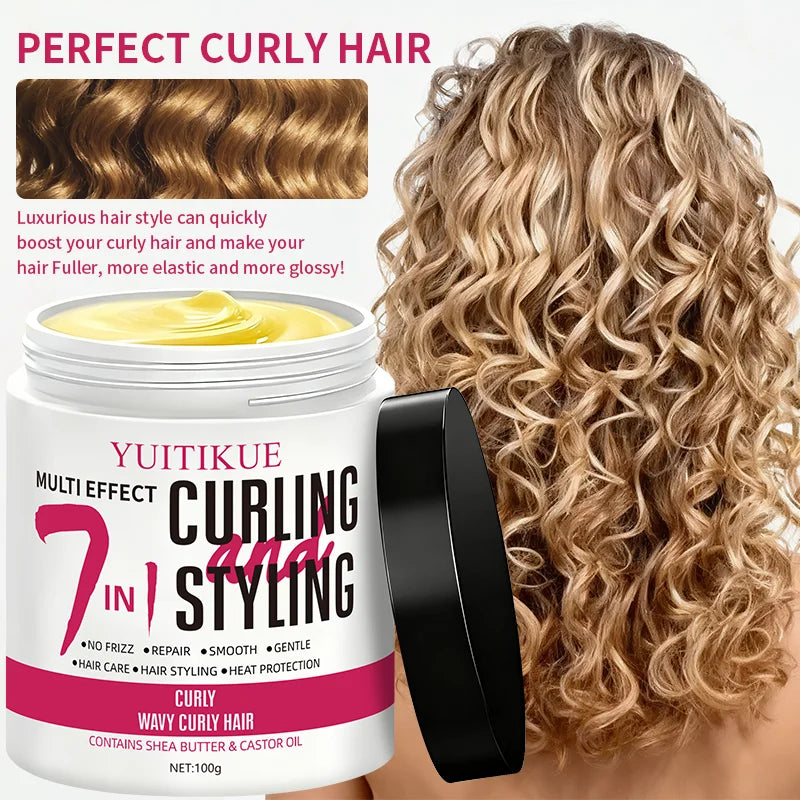 Curl Defining Cream for Wavy & Curly Hair, Enhances Elasticity, Adds Shine & Smooths Frizz, 100g