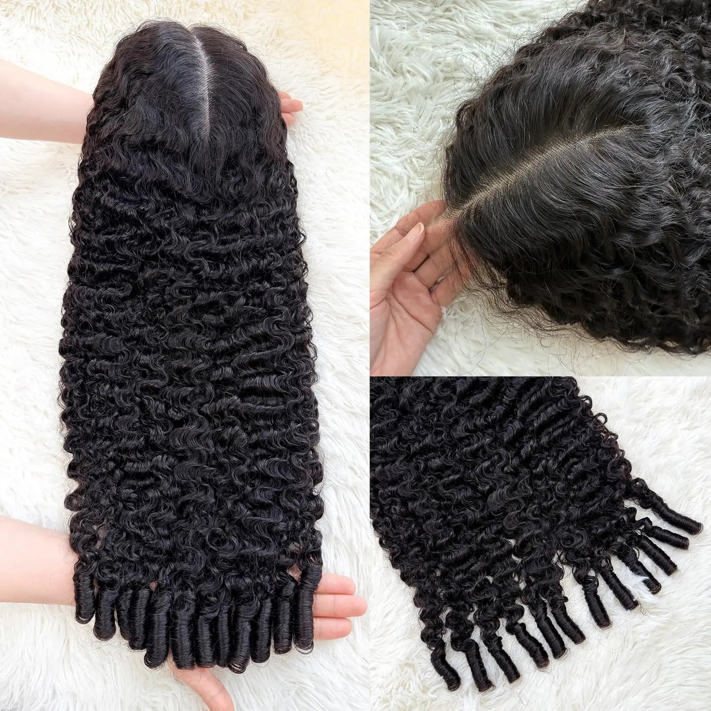 Wewave Burmese Curly Hair Wig Deep Wave 1B Black 13x6 HD Lace Front Human Hair Wig Water Wave 250% Density Bleached Knotted