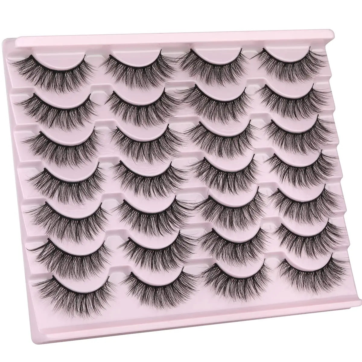 14mm Faux Mink Lashes, 3D Cat Eye Natural Look, Wispy Style, 14 Pairs Pack