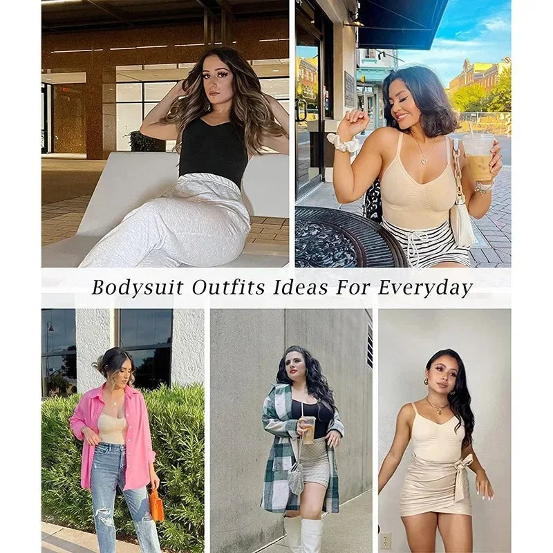 GUUDIA Spandex Bodysuit Thong String Shapewear Compression Body Shapers Cupless Wirefre Open Crotch Tummy Control Jumpsuit