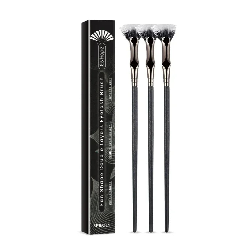 Double Layered Fan Eyelash Brush Angled Design for Root Separation and Lower Lash Care Soft Bristle Eye Combing Tool