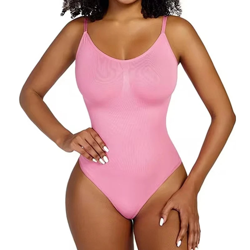 GUUDIA Spandex Bodysuit Thong String Shapewear Compression Body Shapers Cupless Wirefre Open Crotch Tummy Control Jumpsuit