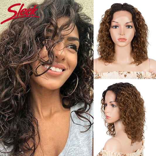 Sleek Short Curly Bob Lace Wigs 13X6X1 Deep Wave Curly Lace Front Wigs 100% Real WigHighlight Colored Human Hair Wigs For Women