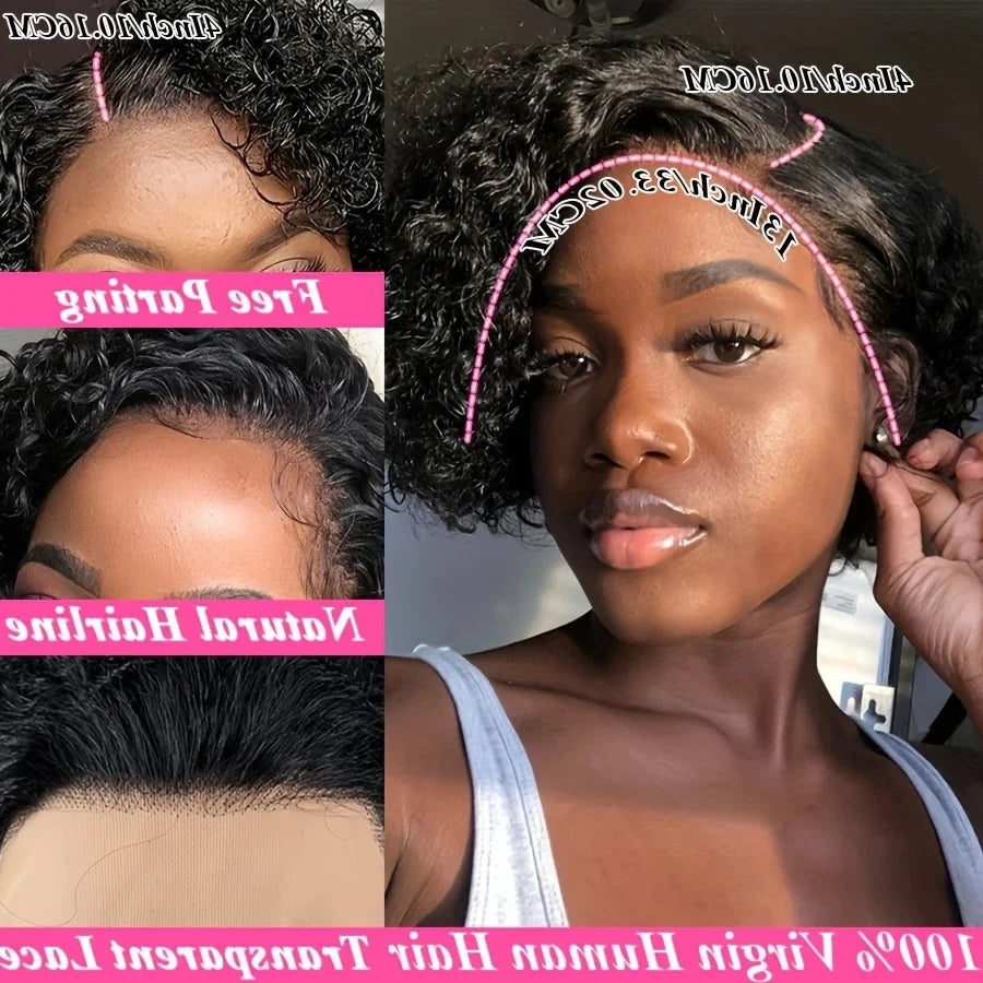 Curly Bob Wig Human Hair Deep Wave Lace Front Wigs Human Hair 13x4 Short Pixie Wigs for Women Wet and Wavy Wig Pre Plucked