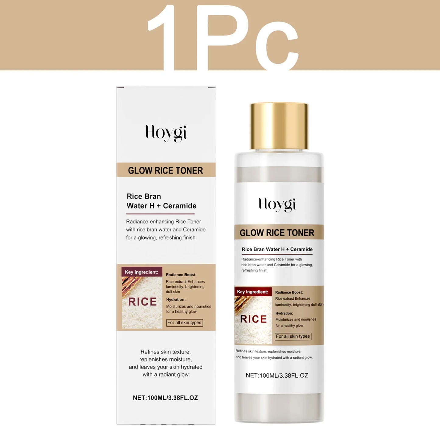 HOYGI Glow Rice Toner Gentle Exfoliating Hydrating Lasting Moisturizing Skin Water-oil Balance Refine Pores Smoothing Skin Care
