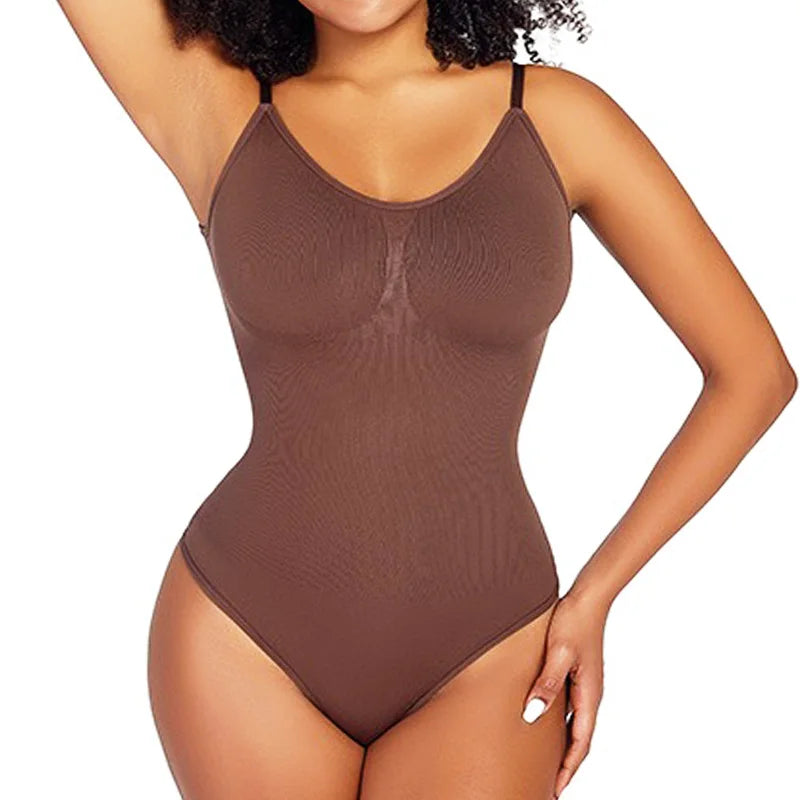 GUUDIA Spandex Bodysuit Thong String Shapewear Compression Body Shapers Cupless Wirefre Open Crotch Tummy Control Jumpsuit