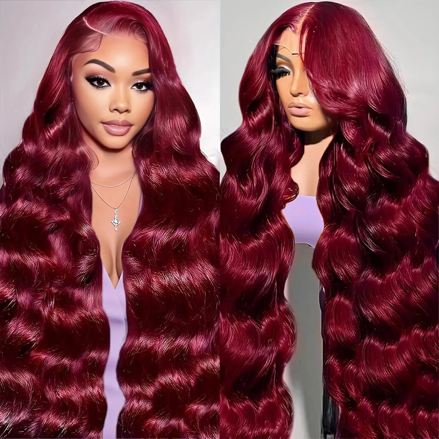 230 Density 99J Burgundy 13x4 Transparent Lace Front Wig Human Hair Body Wave HD 13x6 Lace Frontal Wigs Human Hair Wig For Women