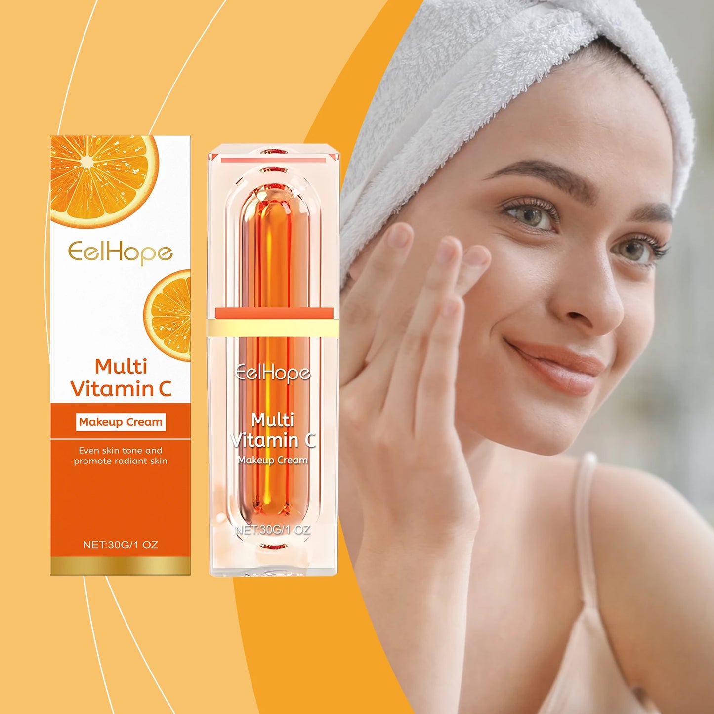 Multi Vitamin C Makeup Cream Skin Tone Brightening Skin Glow Concealer Improve Rough Skin Barrier Reduce Face Damaged Cream 30g