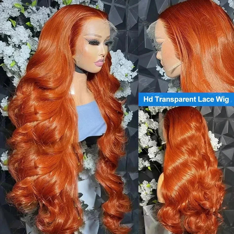 SoGreat 200% Density Body Wave Lace Front Wig 13x6 13x4 Lace Frontal Loose Body Wave 350 Orange Ginger Human Hair Wig Brazilian
