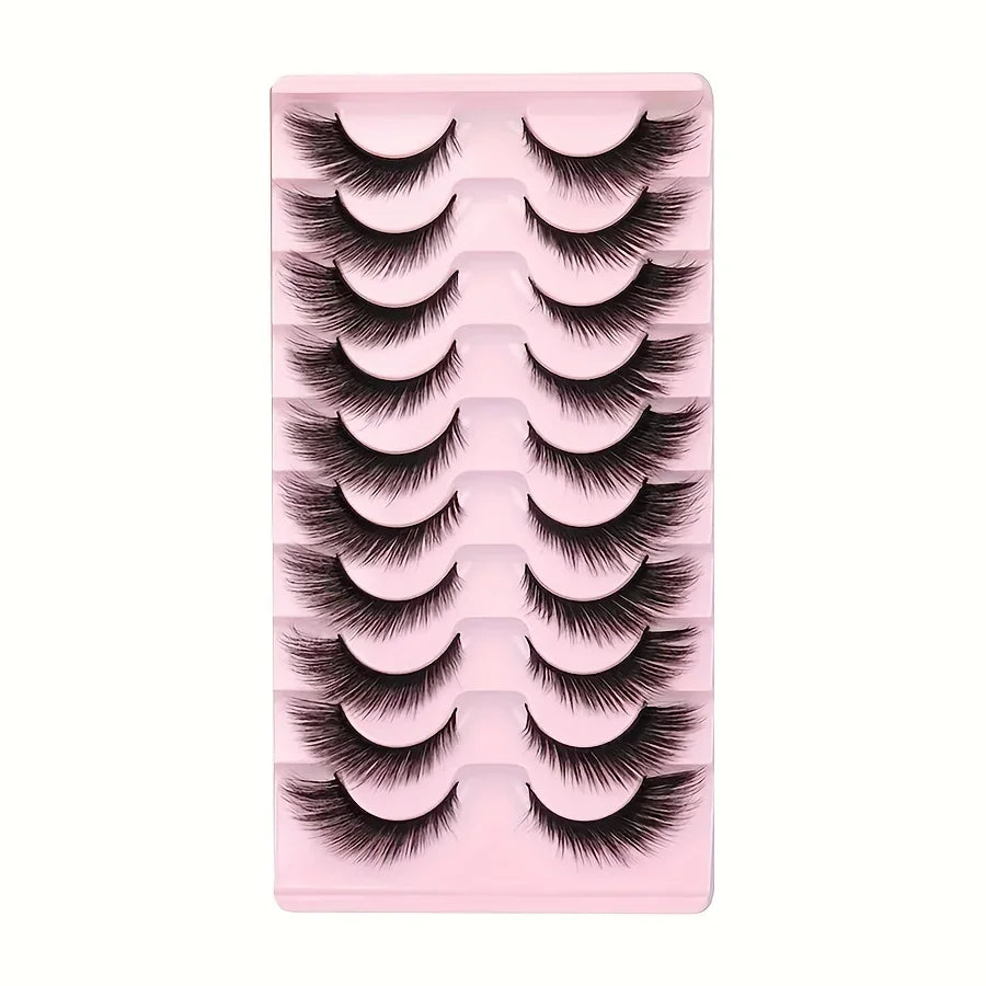 10 Pairs, 8D Cat Eye Lashes Set, 16mm Natural Look, Handmade Fluffy Fake Lashes, Lightweight, For Glamorous Eye Makeup