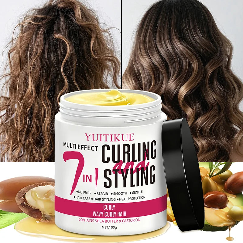 Curl Defining Cream for Wavy & Curly Hair, Enhances Elasticity, Adds Shine & Smooths Frizz, 100g