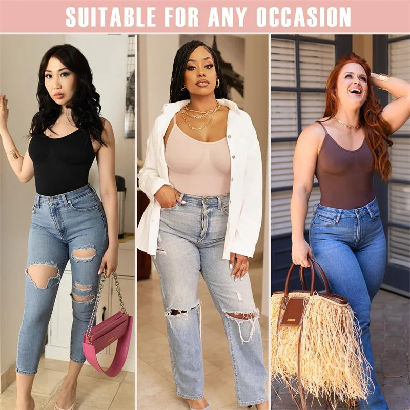 GUUDIA Spandex Bodysuit Thong String Shapewear Compression Body Shapers Cupless Wirefre Open Crotch Tummy Control Jumpsuit