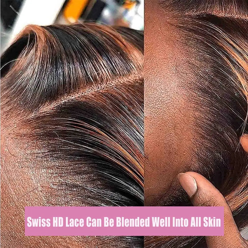 Highlight Ombre Lace Front Wig Human Hair 40 Inch P1B/30 Deep Wave HD Lace Front Wigs Human Hair Pre Plucked 13x4 200 Density