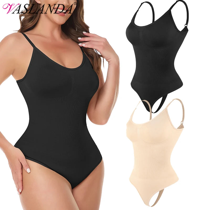 Women Slimming Bodysuits Shapewear Tops Tummy Control Body Shaper Spaghetti Strap Camisole Leotards Bodycon Jumpsuit