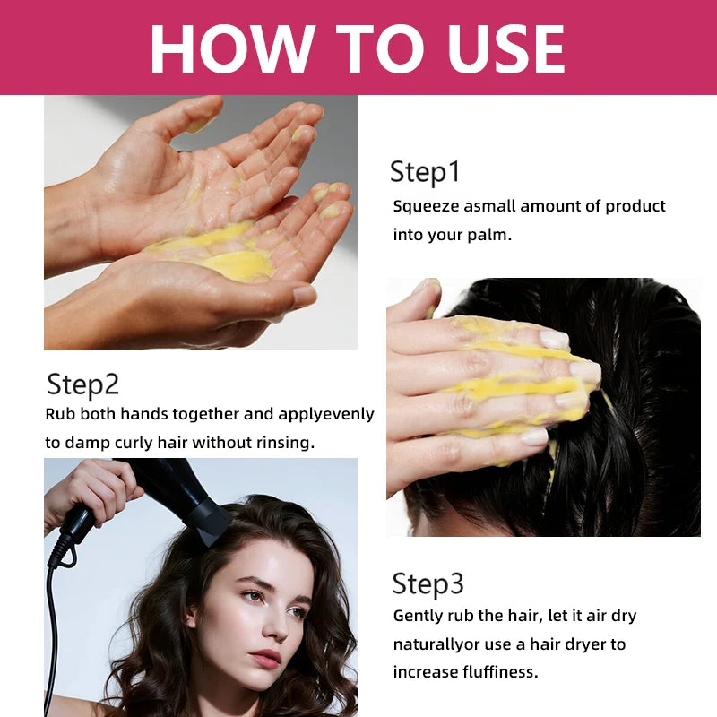 Curl Defining Cream for Wavy & Curly Hair, Enhances Elasticity, Adds Shine & Smooths Frizz, 100g