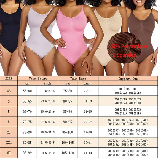 GUUDIA Spandex Bodysuit Thong String Shapewear Compression Body Shapers Cupless Wirefre Open Crotch Tummy Control Jumpsuit
