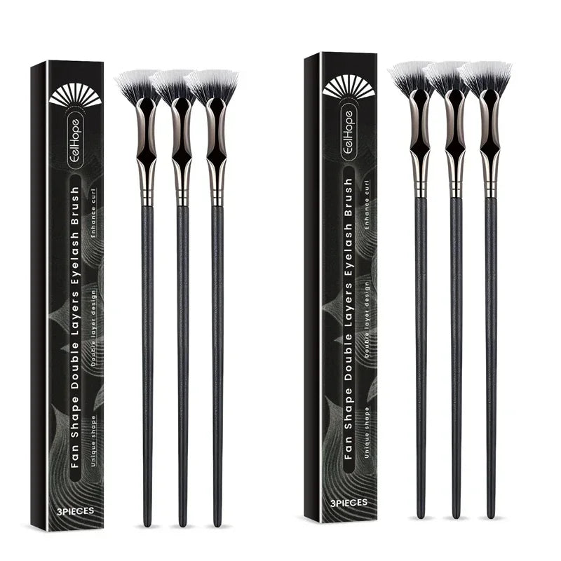 Double Layered Fan Eyelash Brush Angled Design for Root Separation and Lower Lash Care Soft Bristle Eye Combing Tool