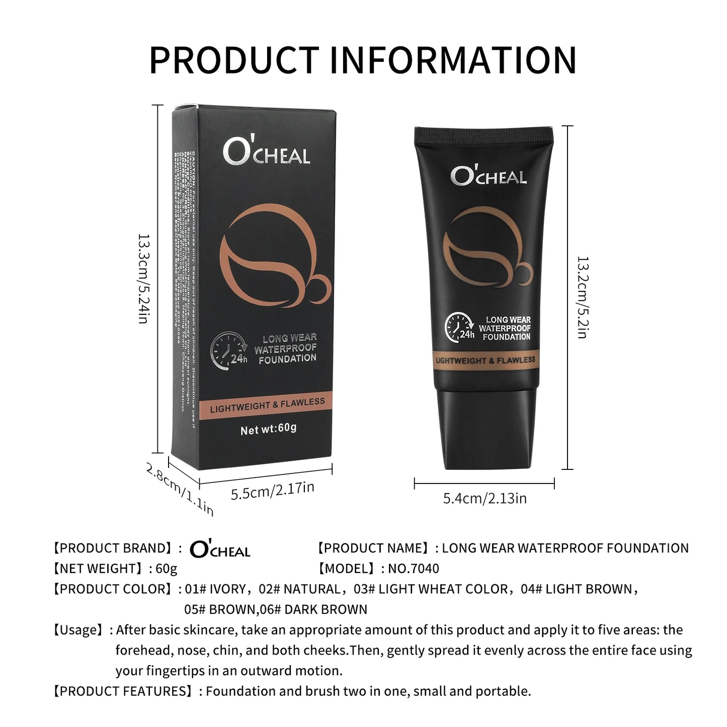Ocheal 60g Full Coverage Foundation Cream Bronze Long Lasting Face Care Matte Sheer Liquid Concealer Contouring Makeup Cosmetics