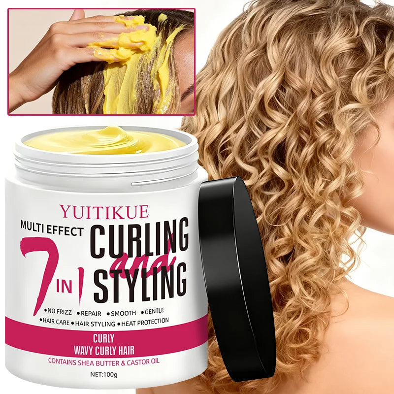 Curl Defining Cream for Wavy & Curly Hair, Enhances Elasticity, Adds Shine & Smooths Frizz, 100g