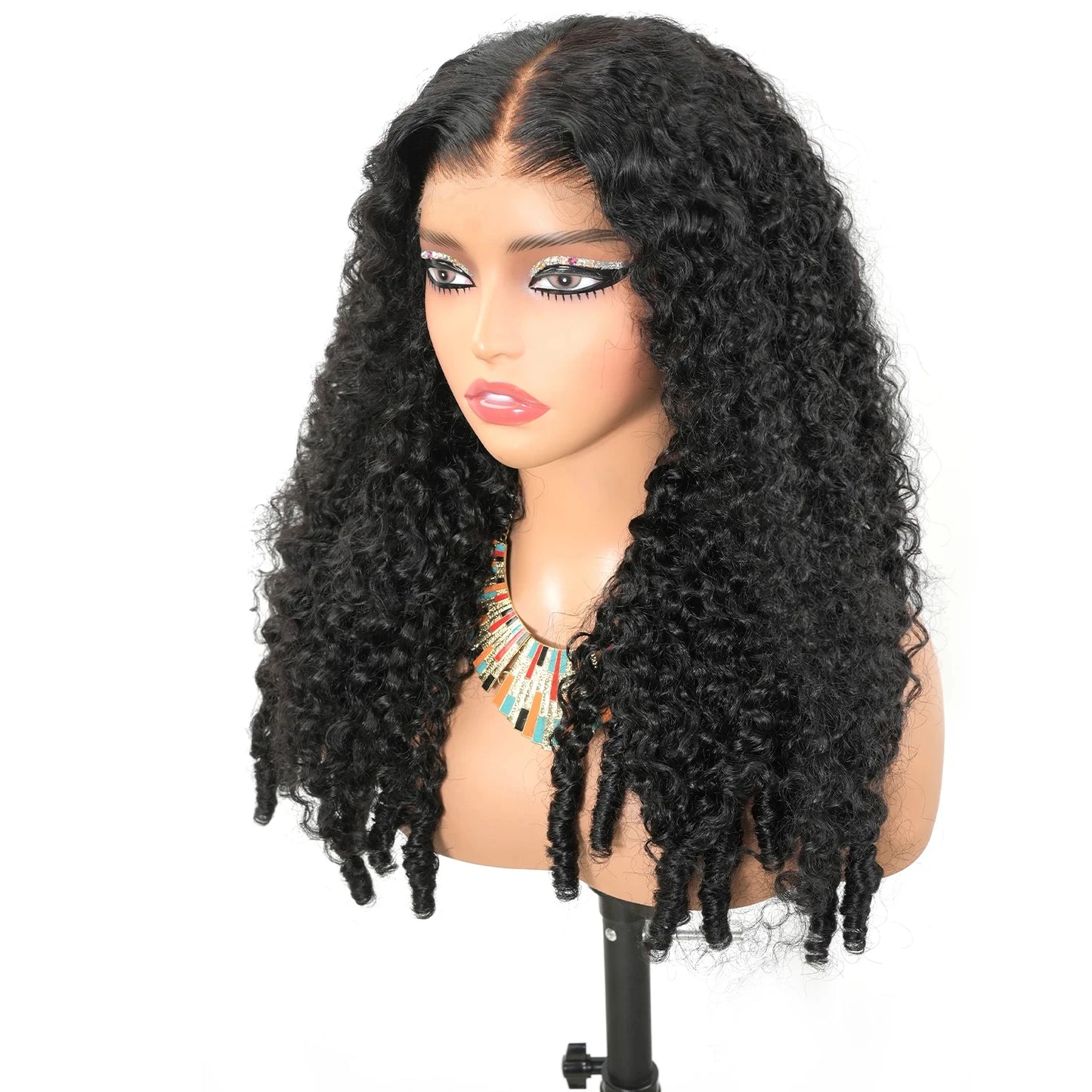 Wewave Burmese Curly Hair Wig Deep Wave 1B Black 13x6 HD Lace Front Human Hair Wig Water Wave 250% Density Bleached Knotted