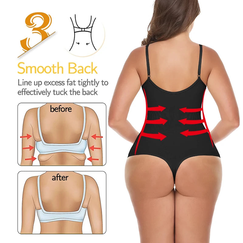 Women Slimming Bodysuits Shapewear Tops Tummy Control Body Shaper Spaghetti Strap Camisole Leotards Bodycon Jumpsuit