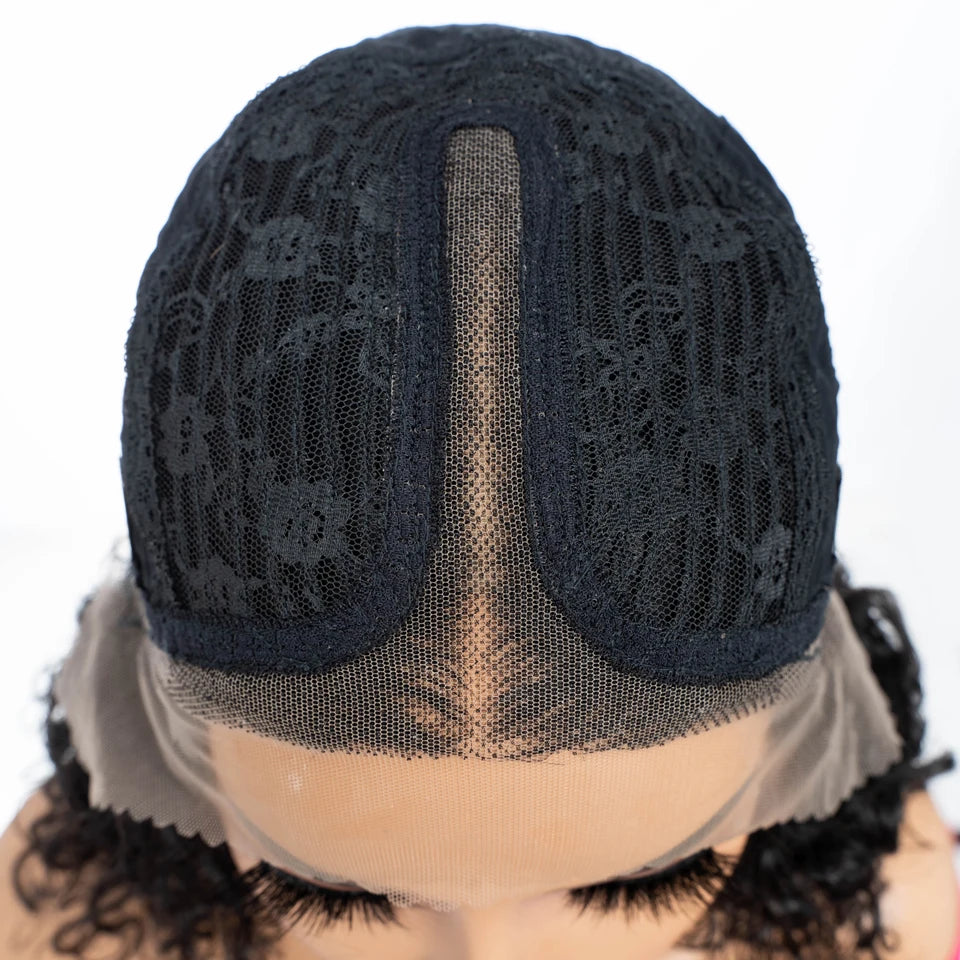 Sleek 100% Real Brazilian Curly Human Hair Wigs For Women Curly Bob Lace Front Wigs 13X6X1 Deep Wave Curly Bob Lace Front Wigs