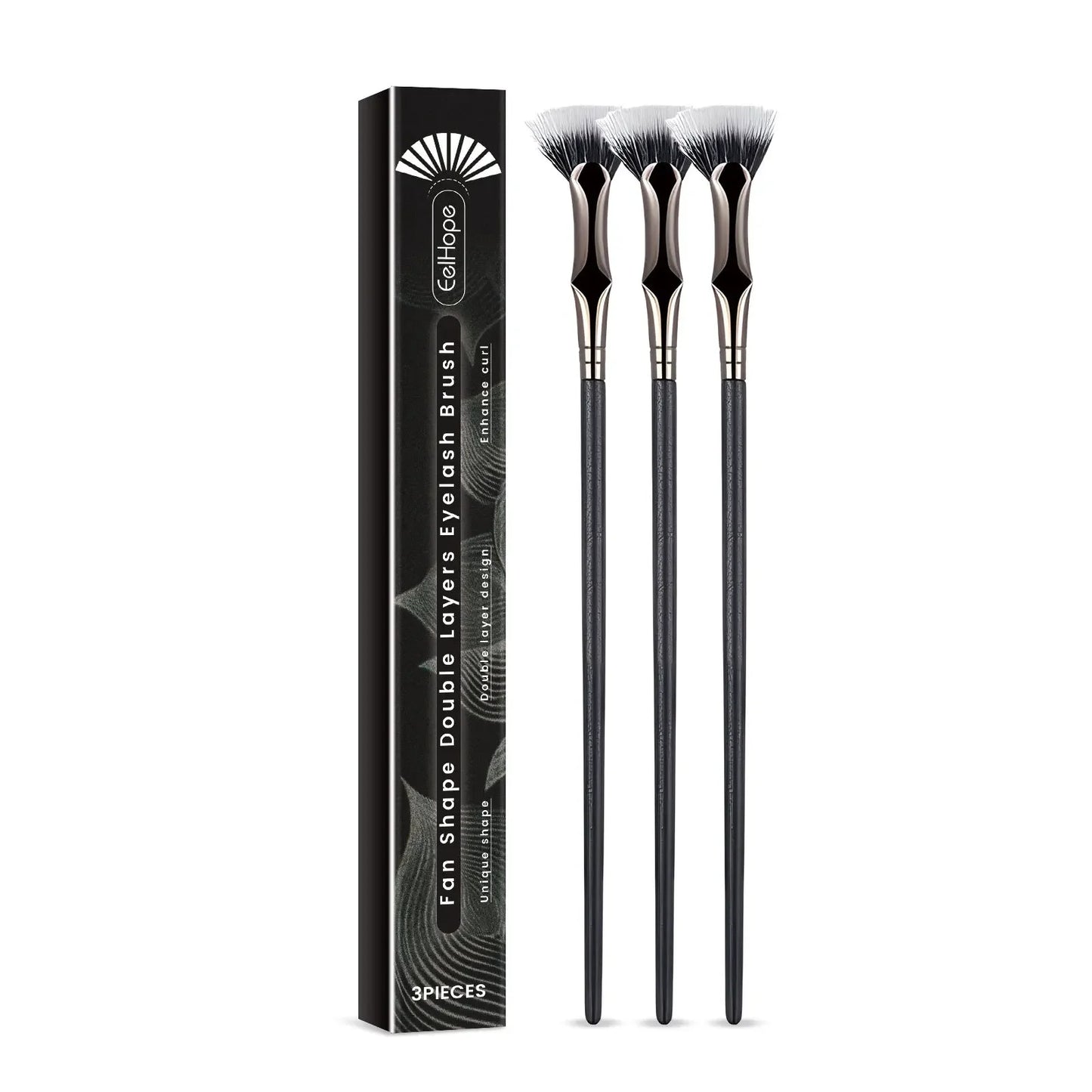 Double Layered Fan Eyelash Brush Angled Design for Root Separation and Lower Lash Care Soft Bristle Eye Combing Tool