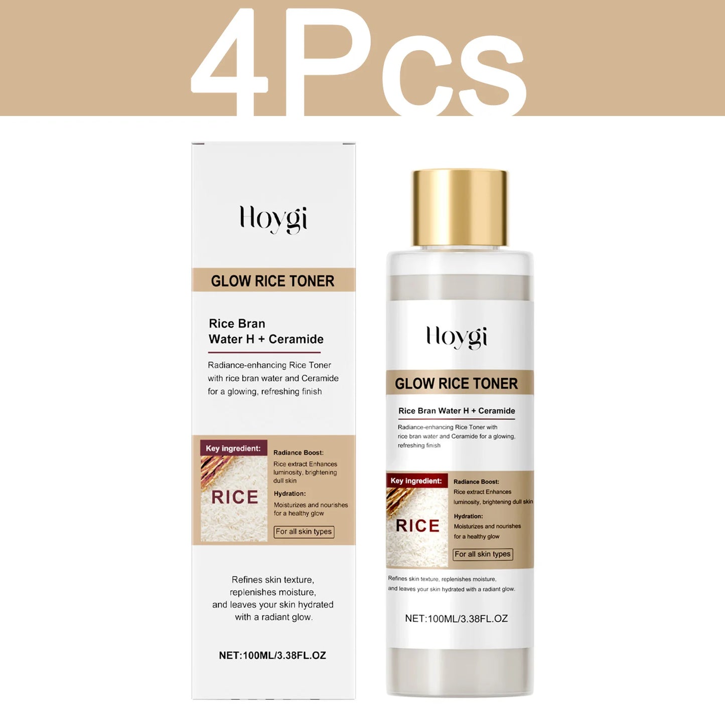 HOYGI Glow Rice Toner Gentle Exfoliating Hydrating Lasting Moisturizing Skin Water-oil Balance Refine Pores Smoothing Skin Care