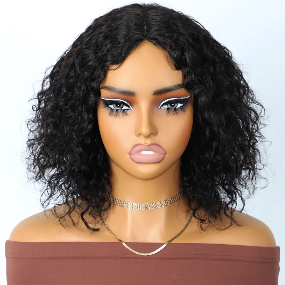 Sleek 100% Real Brazilian Curly Human Hair Wigs For Women Curly Bob Lace Front Wigs 13X6X1 Deep Wave Curly Bob Lace Front Wigs