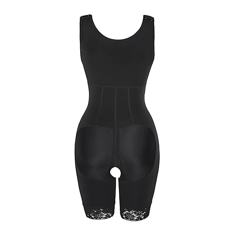 Women's High Waist Full Body Shapewear Tummy Control Butt Lift High Compression Zipper Gusset Design Chest Support Lace Trim