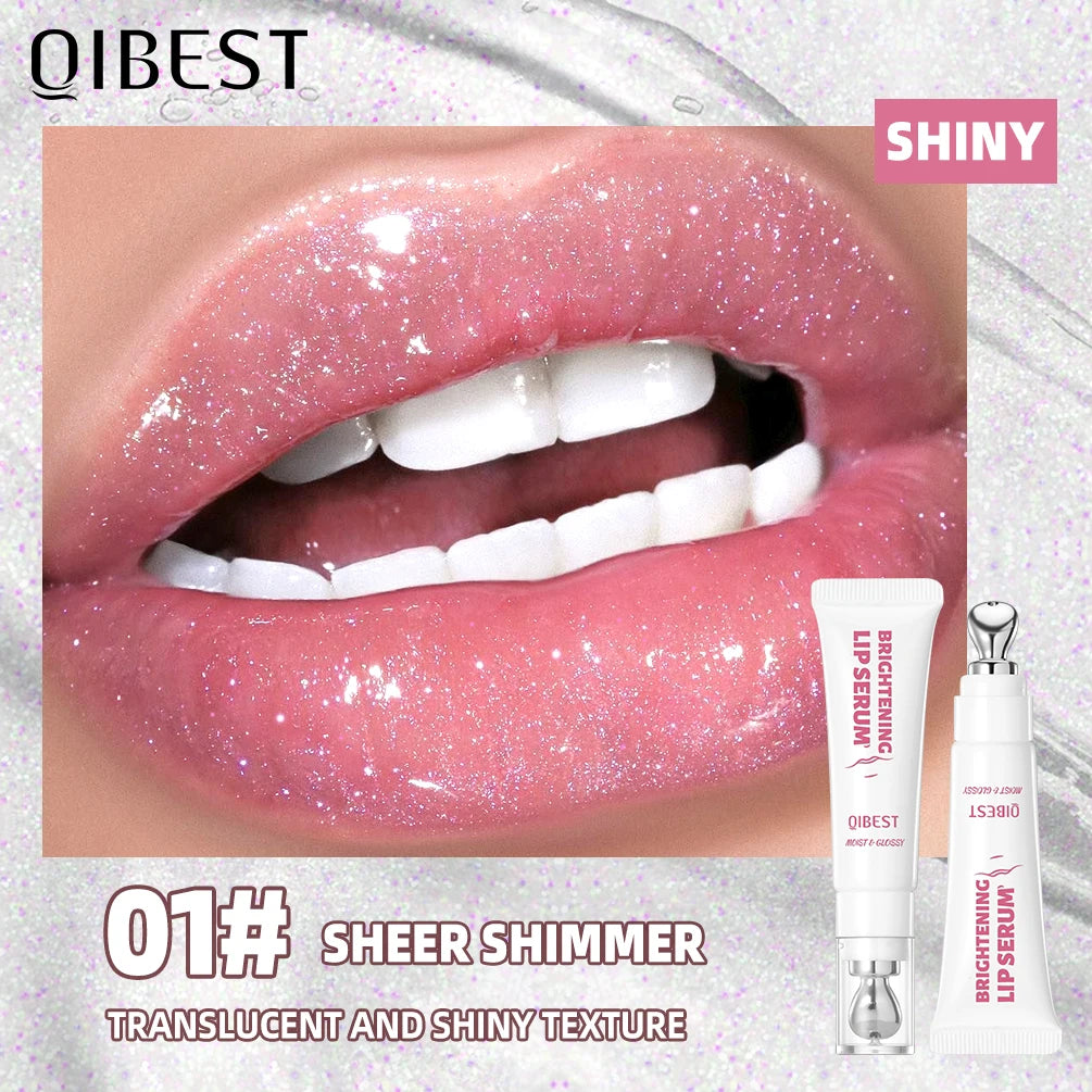 QIBEST Mirror Pearl Lipgloss Long Lasting Moisturizing Lipstick Shine Glitter Lip Glaze Non Stick Cup Jelly Pout Lip Tint Makeup