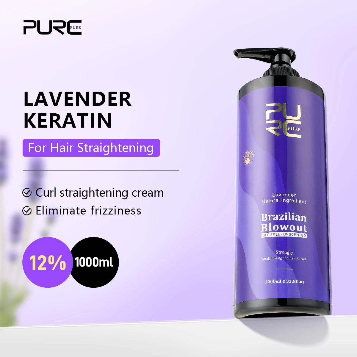 PURC Keratin Straightening Treatment Brazilian Keratin Hairs Treatment Curly Repair Smoothing Hair Care Lavender Salon Products